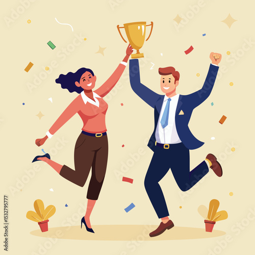 Celebrating Success Diverse Team Triumphs with Award