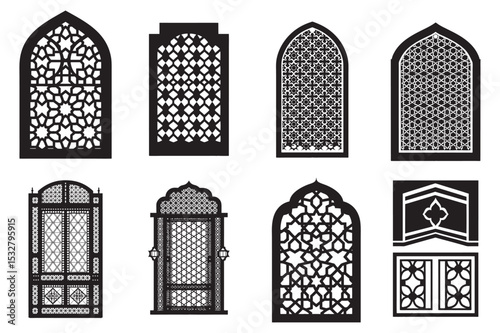 Collection of Ornate Islamic Architectural Windows and Doors