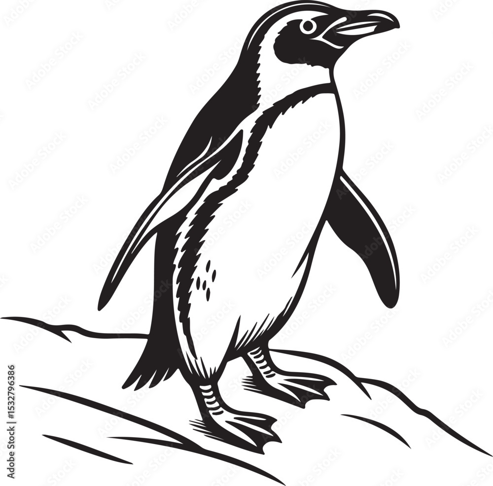 Fototapeta premium Penguin vector art illustration silhouette image