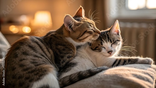 Two Cats Cuddling