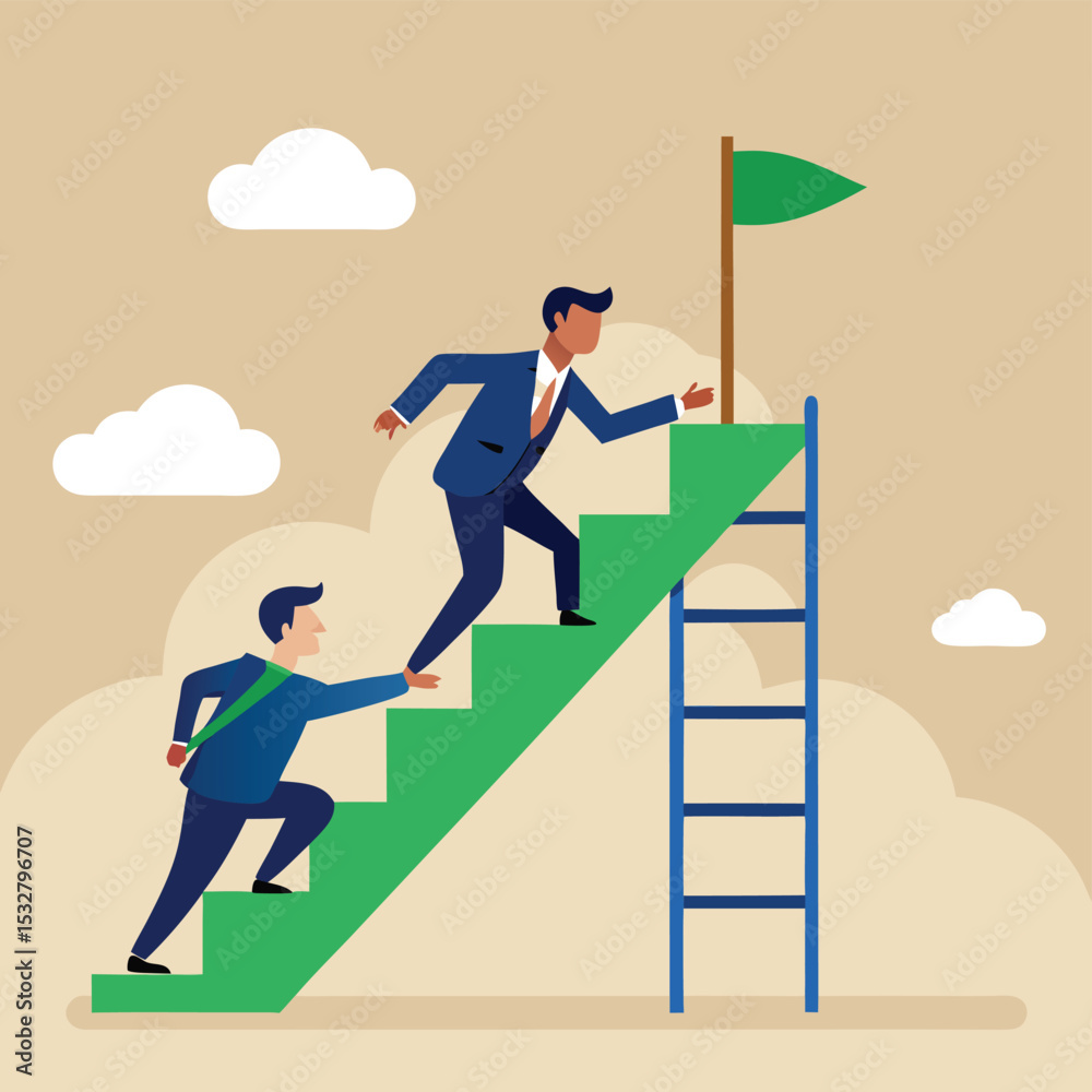 Fototapeta premium Collaboration Teamwork Leading to Success, Reaching Goals Together