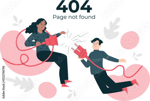 Cartoon isometric three-dimensional business vector illustration, 404 error page, Sorry, no page and error code found by concept illustration
