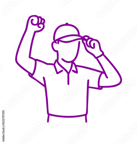 Golf Player Victory Pose – Fist pump, raised arms, or tipping cap