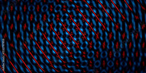 Abstract Geometric Blue and Red Pattern with Bold Contrast