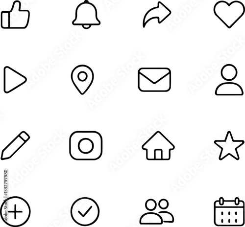 Modern And Web Design Icons Pack- Essential Outline Vector Set for Apps, Websites And User Interfaces.