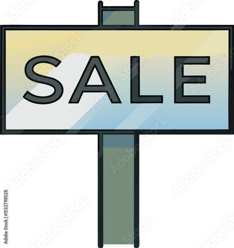 Sale signboard (real estate listing)
 Flat icon of a “SALE” signboard on a post, minimal design with black text .