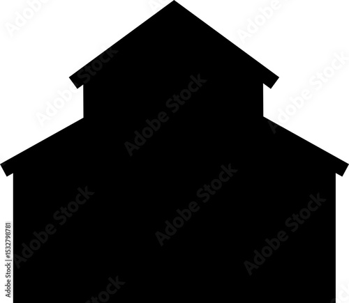 Barn black silhouette isolated. 
Simple shapes farm barn icon vector design.
Transparent background. SVG file.