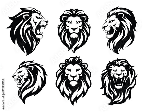 Majestic Lion Head Silhouette Isolated on White Background