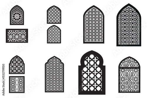 Collection of Ornate Islamic Architectural Windows and Doors