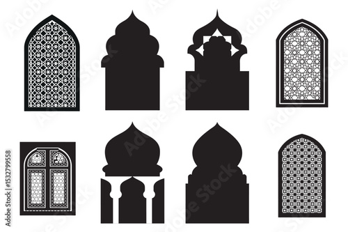 Collection of Ornate Islamic Architectural Windows and Doors