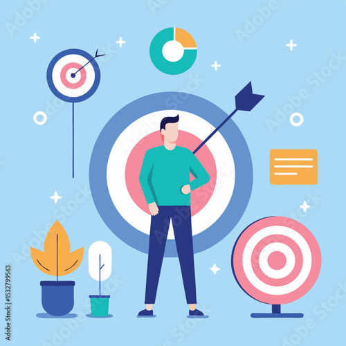 Achieving Business Goals Target Marketing Strategy Illustration