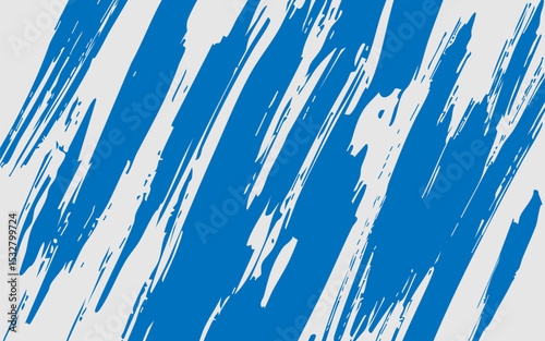 Grunge grainy blue brush stroke with spray texture. Hand drawn distress damaged vintage banner with zigzag bold line. Rough thick brush stroke texture. Spray paint effect vector background