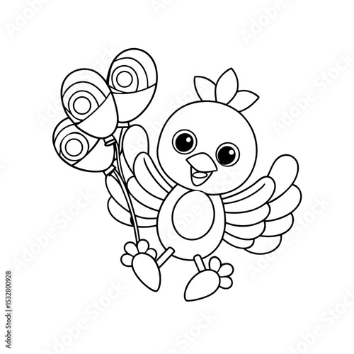 Printable Chick Gliding on a Butterfly Outline