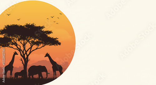 Harmony in the Wild: Sunset Over the Savanna