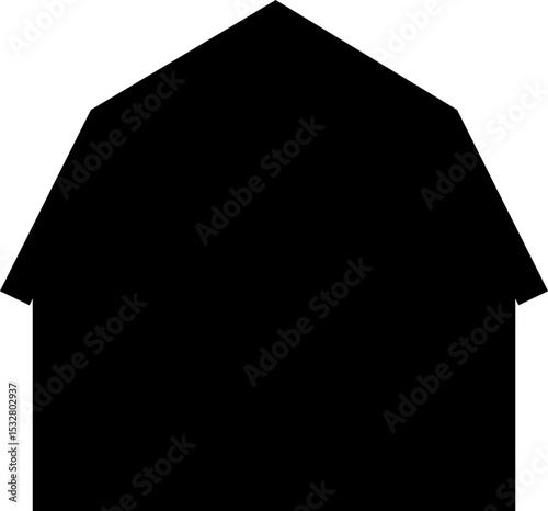 Barn black silhouette isolated. 
Simple shapes farm barn icon vector design.
Transparent background. SVG file.
