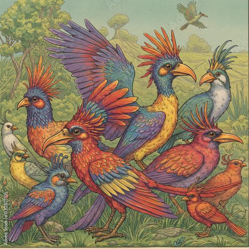 colorful fictional birds
