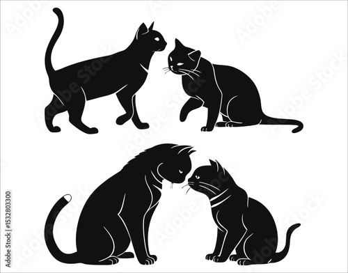 Elegant Shorthair Silhouette Grid