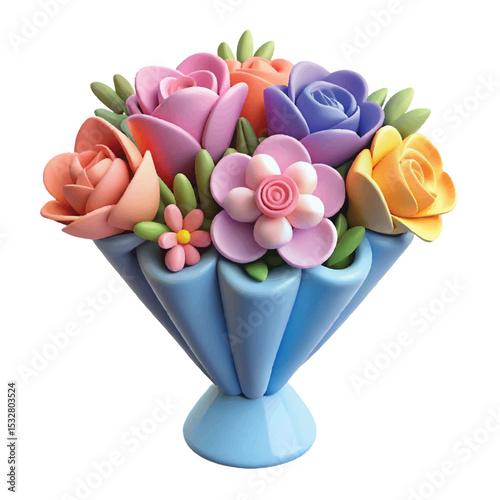 Fresh and lively bouquet in 3D style with vibrant colors perfect for nature branding and festive visuals