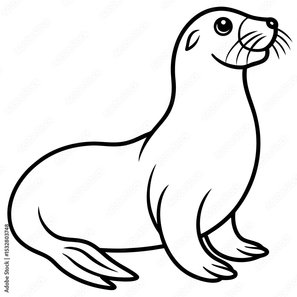 Fototapeta premium Minimalist Sea Lion Line Art on White Background