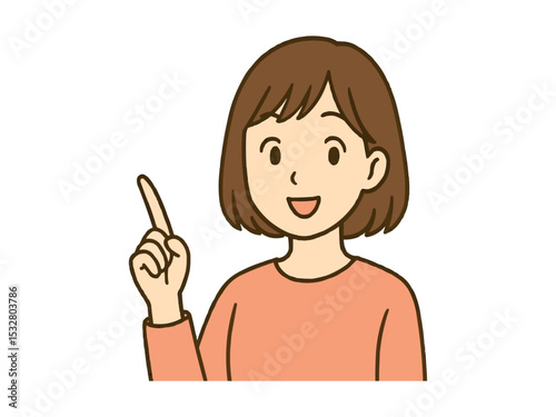 指差しポーズをする笑顔がかわいい日本人の女性2