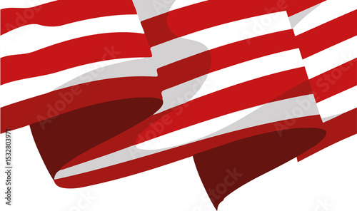 Flat design fabric is waving on transparent canvas, revealing smooth folds and shading highlights