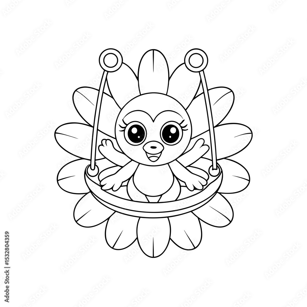 Fototapeta premium Printable Chick in Teacup Coloring Page Outline