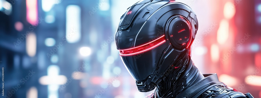 Futuristic Male Cyborg in Sleek Biomechanical Suit Futuristic Male Cyborg in Sleek Biomechanical Suit