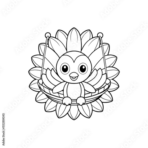 Printable Chick Hopping Through Flower Path Outline