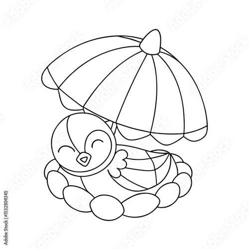 Printable Chick Bouncing on Jellybeans Outline
