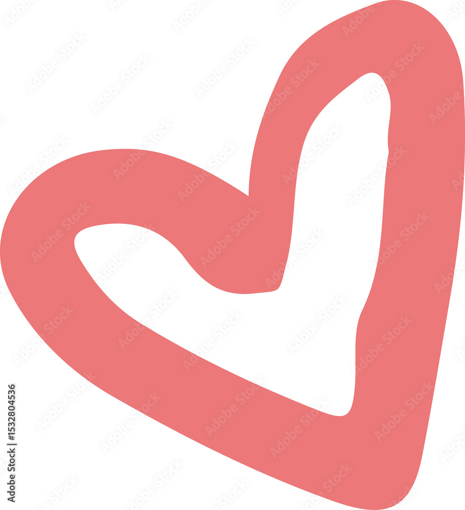 Naklejka premium Coral-pink heart doodle is floating on transparent background, showing hand-drawn brushstroke style