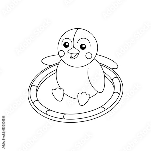 Printable Chick Lying on a Daisy Outline