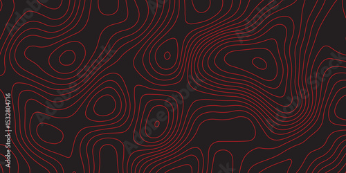 
Abstract topographic contours map black and red background- Vector Background.

