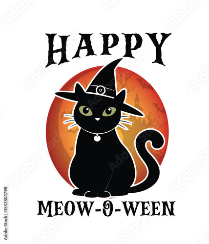 Black cat silhouettes bundle isolated on white background stock illustration Domestic Cat, In Silhouette, Witch, Black Color, Halloween