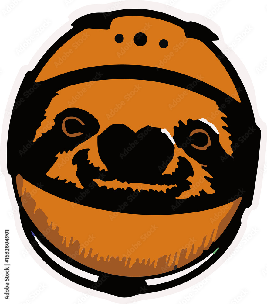Fototapeta premium Combining sloth face graphics with basketball panel lines in flat design on transparent background