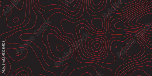 
Abstract topographic contours map black and red background- Vector Background.
