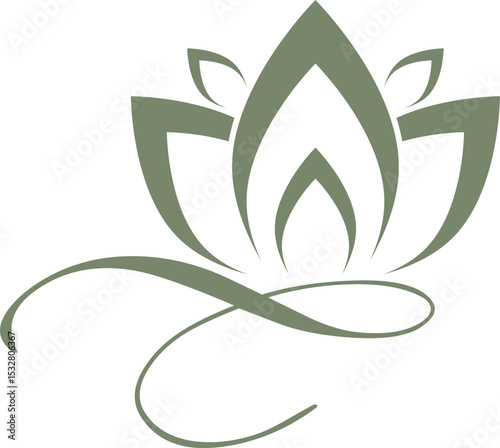 Elegant Lotus Flower Logo Design in Sage Green – Wellness, Spa, Luxury Brand Identity