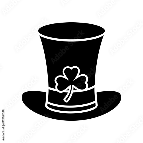 green top hat with shamrock vector silhouette