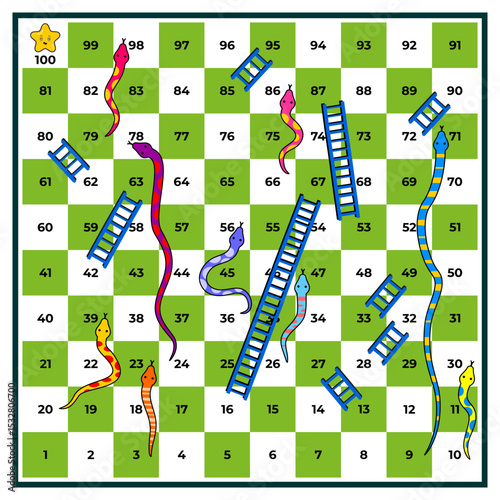 snakes and ladders board game for children illustration