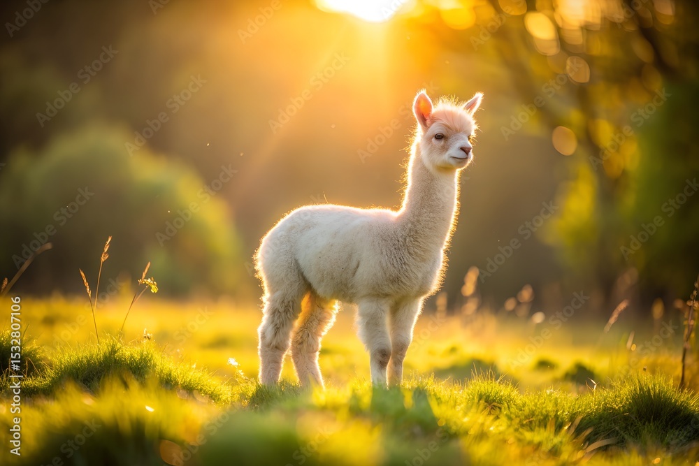 Fototapeta premium llama standing in the grass