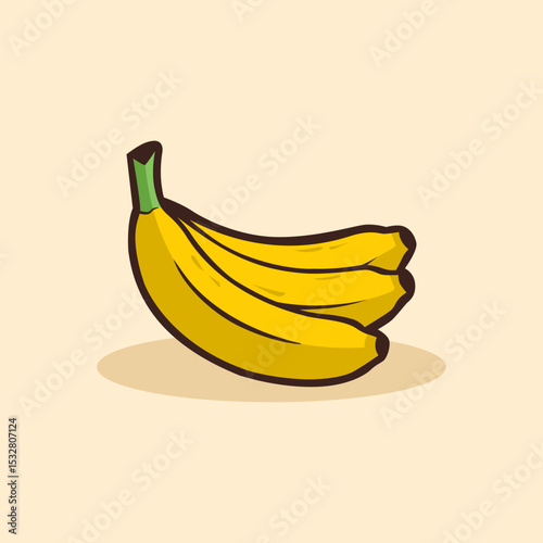 banana bunch tropical fruit illustration