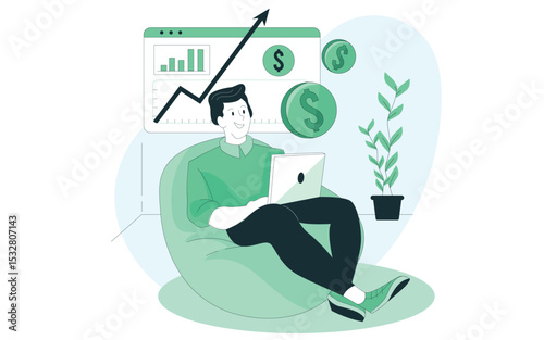 ROI concept, Return on investment, people managing financial chart, profit income,  Suitable for web landing page, mobile app, banner template. Vector Illustration.