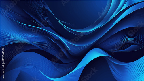 Abstract blue background with flowing light waves and a smooth, dark, textured design