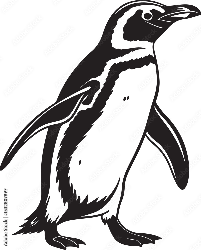 Fototapeta premium Penguin vector art illustration silhouette image