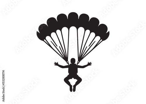 Skydiver man extreme sport freedom Silhouette Vector