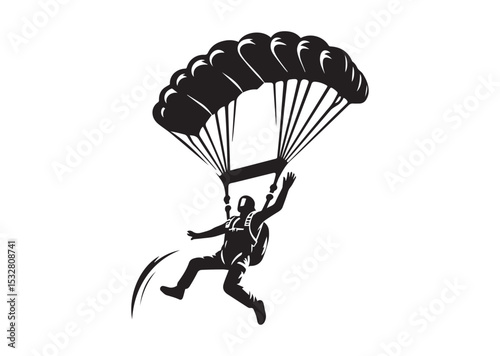 Skydiver man extreme sport freedom Silhouette Vector