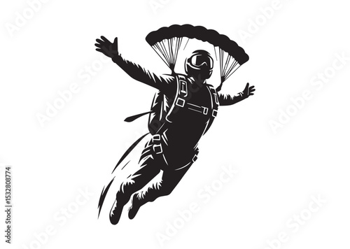 Skydiver man extreme sport freedom Silhouette Vector