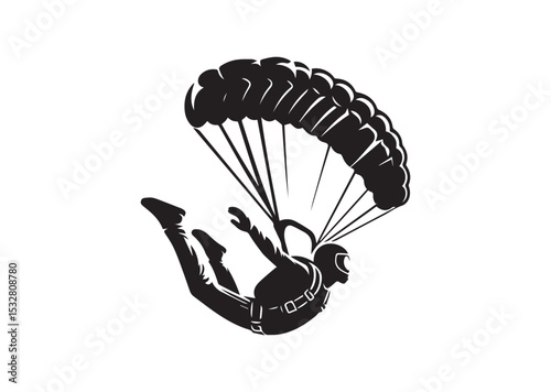 Skydiver man extreme sport freedom Silhouette Vector