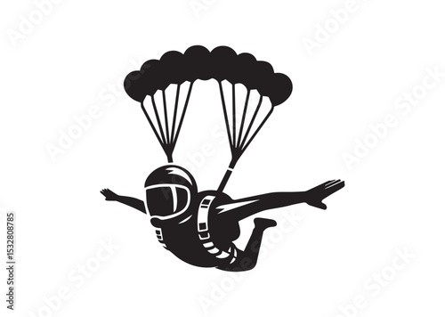 Skydiver man extreme sport freedom Silhouette Vector