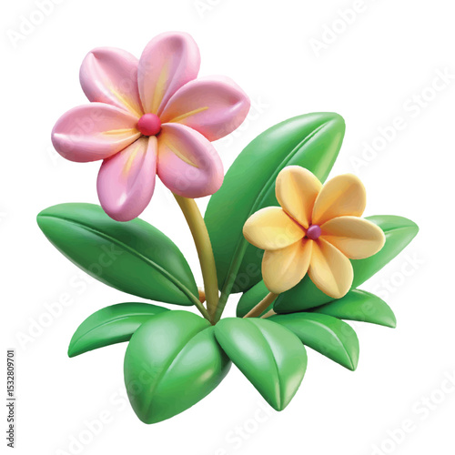 Beautiful floral group featuring soft pinks and yellows in a 3D realistic look for seasonal designs