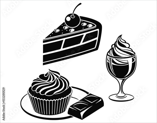 Chocolate Cupcake and Cake Silhouette Vector Collection